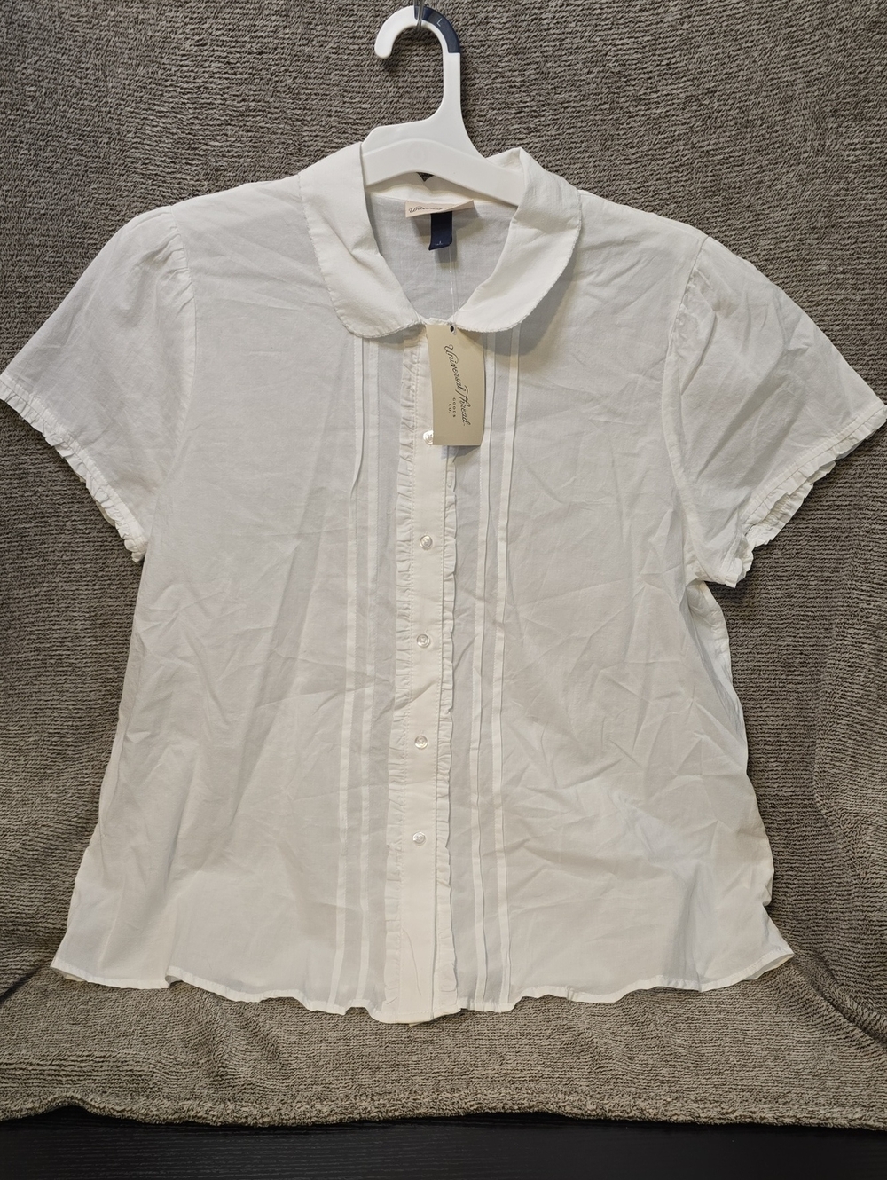 Universal Thread White Short-Sleeve Peter Pan Collar Blouse